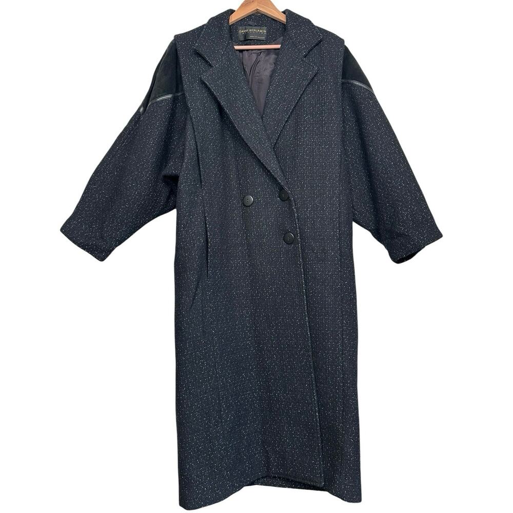 Vintage David Benjamin Women’s Black Wool Long Trench Overcoat Size 10